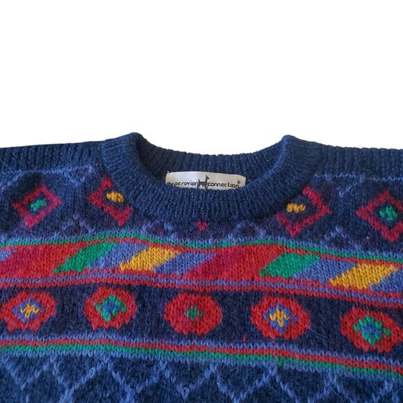 VTG Peruvian Connection Sweater M 100% Alpaca Bolivia Handmade Ethnic Geometric - Picture 3 of 12